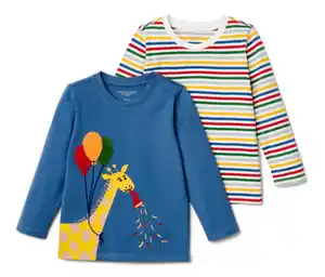 2 Kinder-Langarmshirts, Giraffe