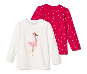 2 Kinder-Langarmshirts, Flamingo