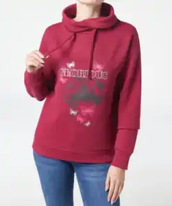 Sweatshirt mit Schalkragen, weinrot