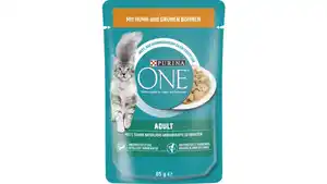 PURINA ONE Adult mit Huhn und grünen Bohnen Katzennassfutter 24x85g Portionsbeutel