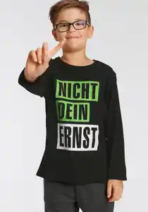 KIDSWORLD Langarmshirt NICHT DEIN ERNST, Spruch, Schwarz