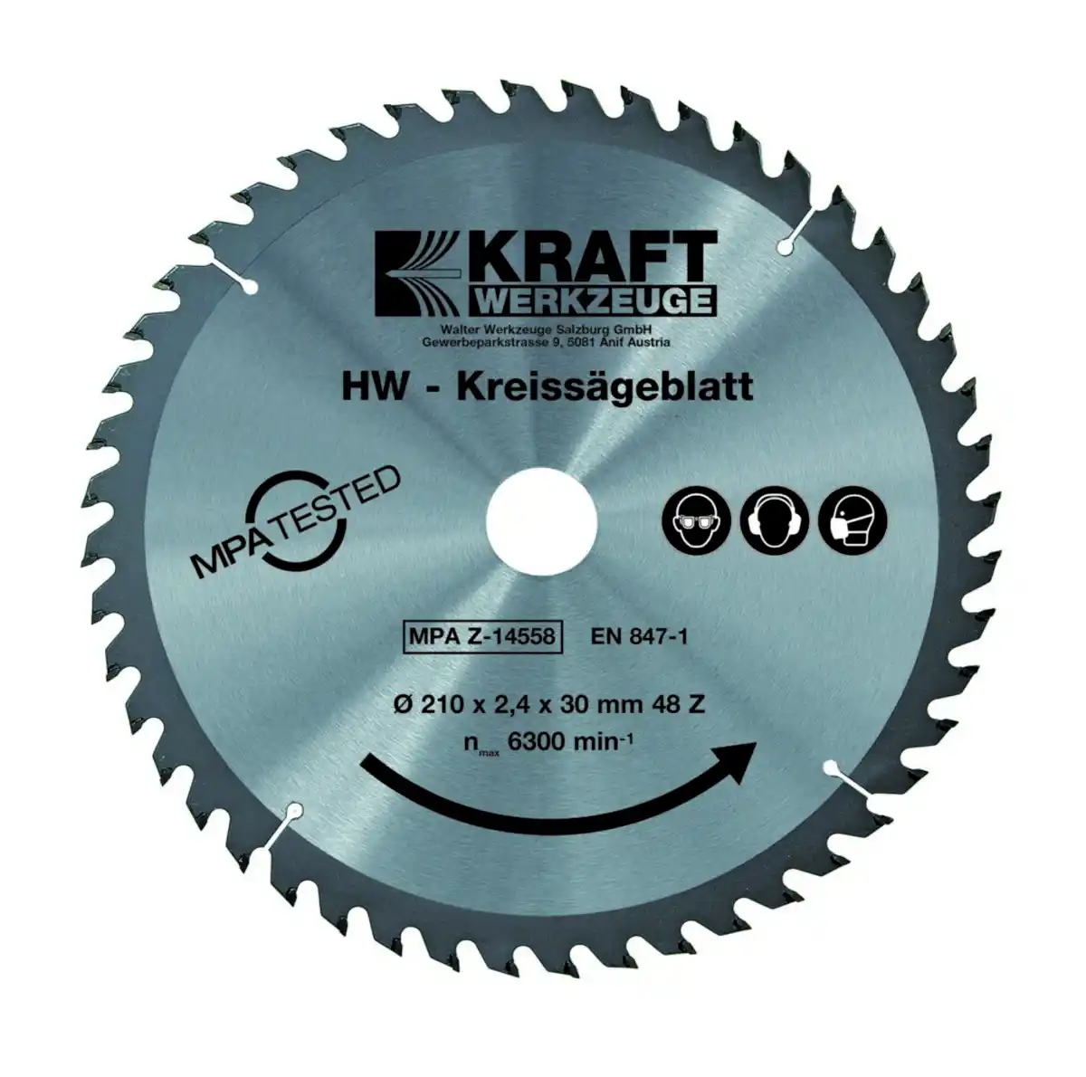 Bild 1 von HW-Sägeblatt, Ø 210 mm x 48 Zähne x 30 mm Flanschaufnahme