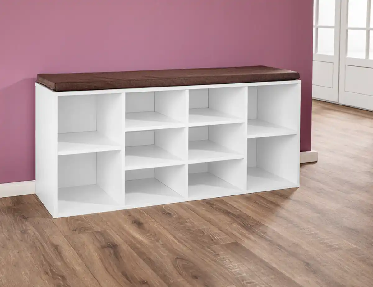 Bild 2 von Universal-/ Schuhschrank mit Sitzkissen - Weiß