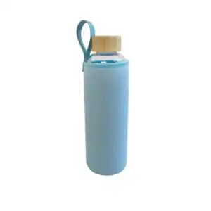 Glas Trinkflasche 750ml 2er Set, blau mit Neoprenhülle