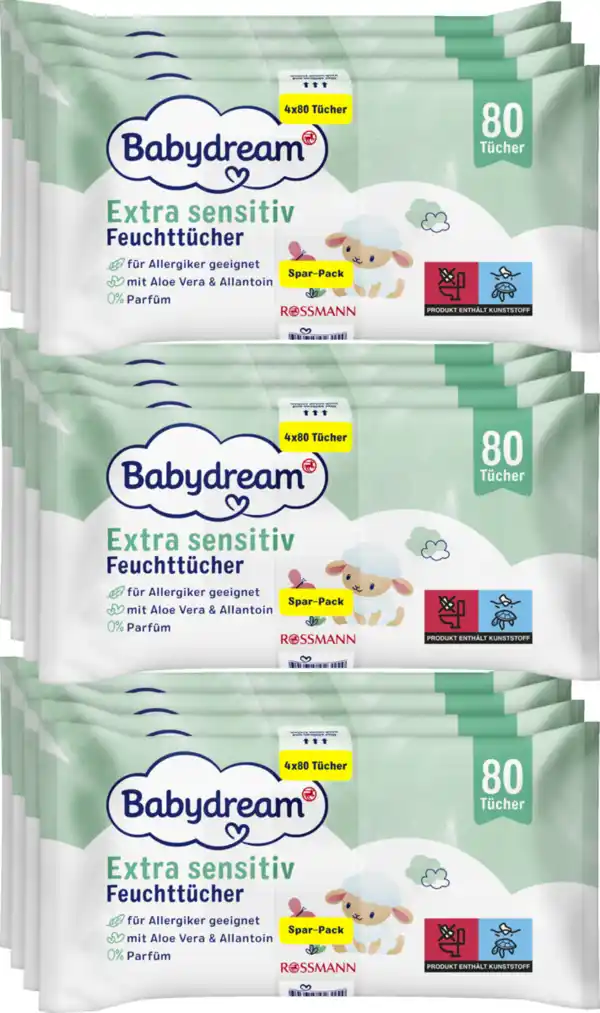 Bild 1 von Babydream extra sensitive Feuchttücher Spar-Pack