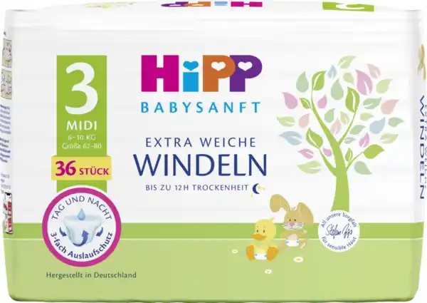 Bild 1 von HiPP Babysanft Windeln Midi Größe 3 (6-10 kg)