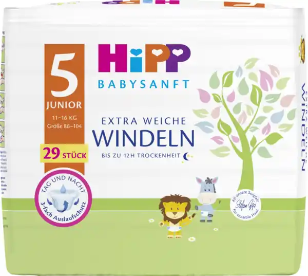 Bild 1 von HiPP Babysanft Windeln Junior Größe 5 (11-16 kg)