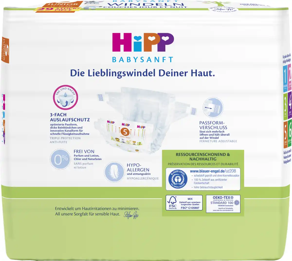 Bild 2 von HiPP Babysanft Windeln Junior Größe 5 (11-16 kg)