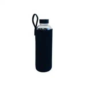 Glas Trinkflasche 750ml 2er Set, schwarz mit Filzhülle