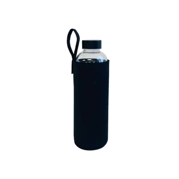 Bild 1 von Glas Trinkflasche 750ml 2er Set, schwarz mit Filzhülle