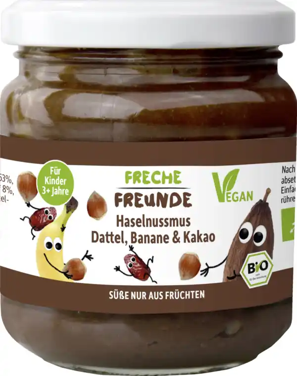 Bild 1 von Freche Freunde Bio Haselnussmus Dattel, Banane & Kakao, 180 g