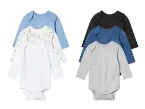 lupilu® Baby Bodys, 3 Stück, reine Baumwolle, langarm