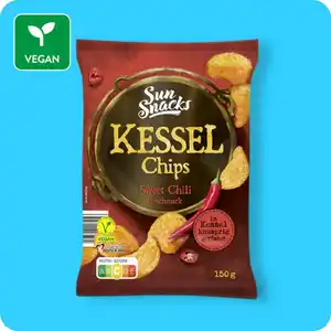 SUN SNACKS Kessel-Chips, Sweet-Chili-Geschmack (vegan) oder Salt-&-Vinegar-Geschmack