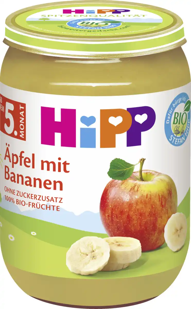 Bild 1 von HiPP Bio Äpfel mit Bananen ab dem 5. Monat, 190 g