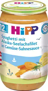 HiPP Spaghetti mit Alaska-Seelachsfilet in Gemüse-Sahnesauce, 250 g