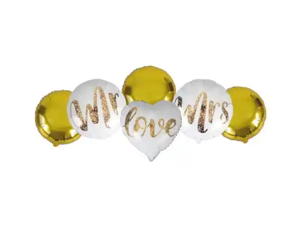 Bild 1 von O'Canny Folienballon-Set Hochzeit Ø 46 cm 6teilig