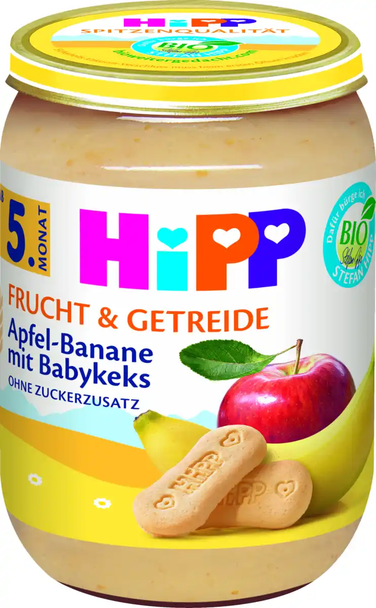 Bild 1 von HiPP Bio Frucht & Getreide Apfel-Banane mit Babykeks, 190 g
