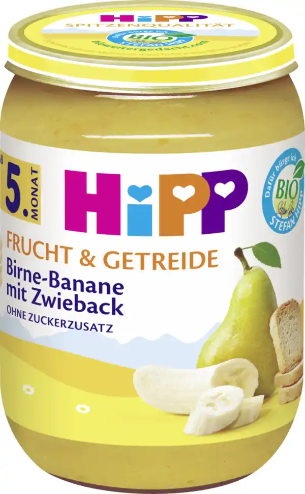 Bild 1 von HiPP Bio Frucht & Getreide Birne-Banane mit Zwieback ab 5. Monat, 190 g