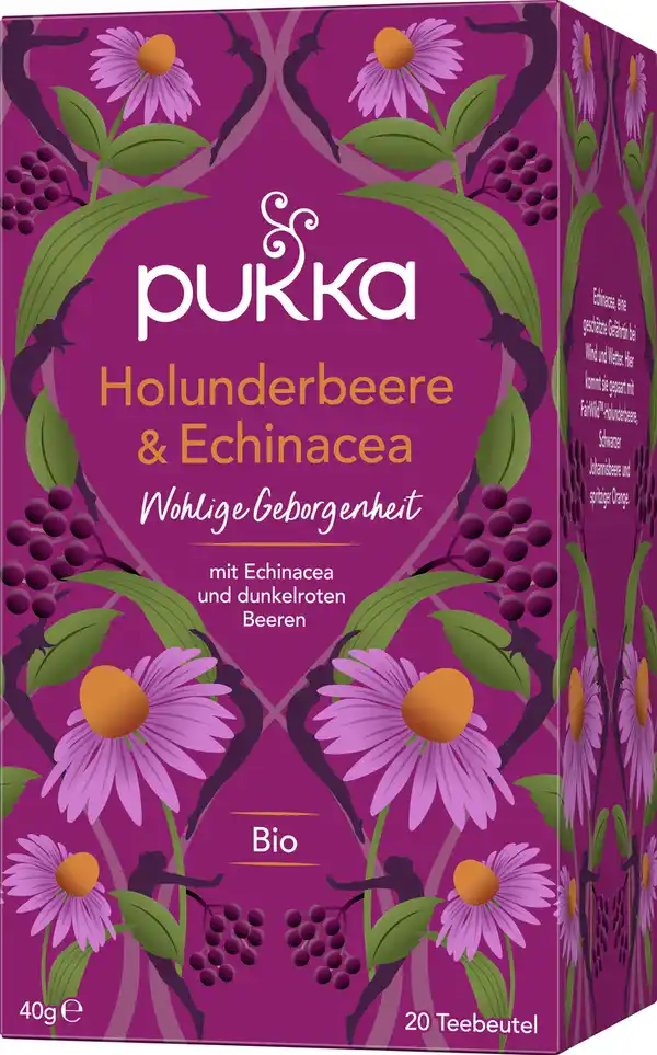 Bild 1 von Pukka Bio-Früchte-Kräutertee Holunderbeere & Echinacea, mit Echinacea und dunkelroten Beeren, 40 g