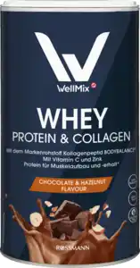 WellMix Proteinpulver mit Kollagen Whey Protein & Collagen Chocolate & Hazelnut Flavour, 350 g