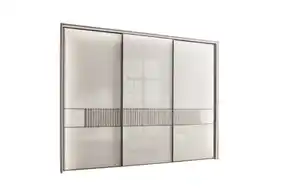 Wiemann - Schwebetürenschrank Ventura, Bianco Eiche Nachbildung/ Glas champagner, 300 cm