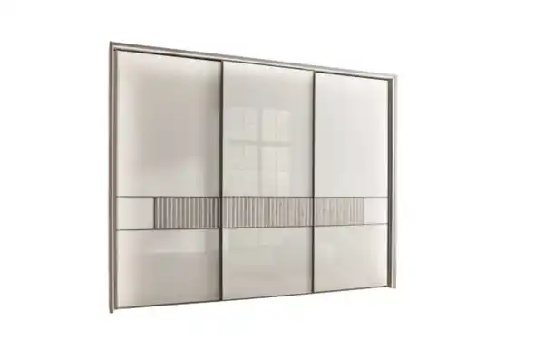 Bild 1 von Wiemann - Schwebetürenschrank Ventura, Bianco Eiche Nachbildung/ Glas champagner, 300 cm