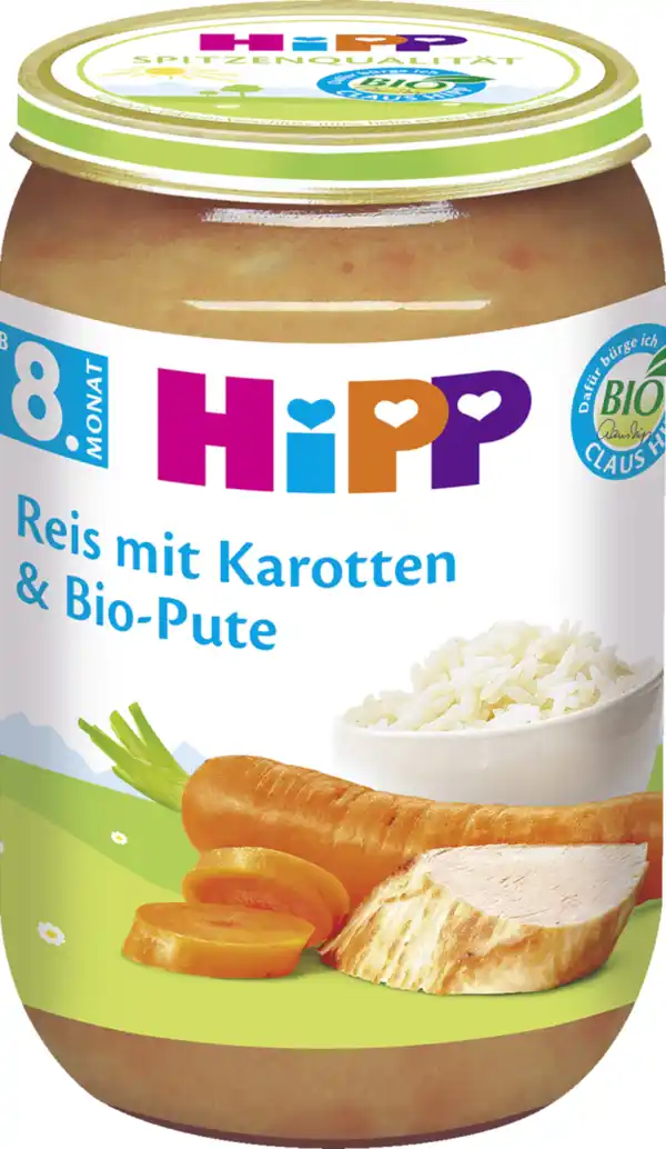 Bild 1 von HiPP Bio Menü Reis mit Karotten & Bio-Pute, 220 g