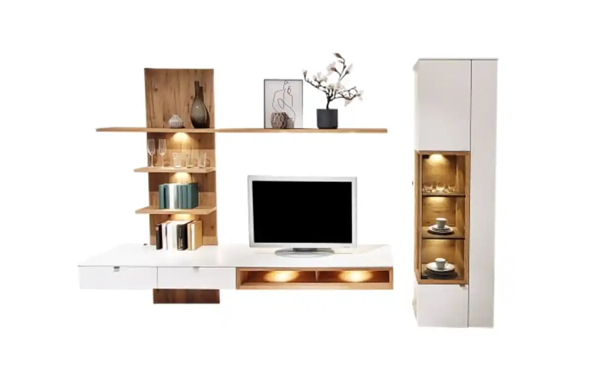 Bild 2 von VENJAKOB - Wohnwand Andiamo Home, weiß/Eiche rustico