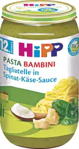 HiPP Bio Menü Pasta Bambini Tagliatelle in Spinat-Käse-Sauce, 250 g