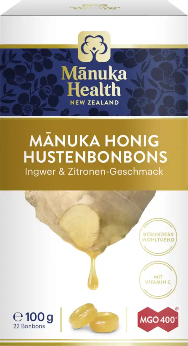 Bild 1 von manuka health Manuka Honig Hustenbonbons MGO 400 Ingwer & Zitronen-Geschmack, 100 g