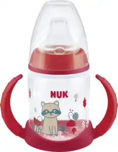 NUK First Choice Trinklernflasche mit Temperature Control, Red Racoon, 6-18 Monate