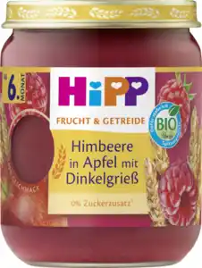 HiPP Bio Frucht & Getreide Himbeere in Apfel mit Dinkelgrieß, 160 g