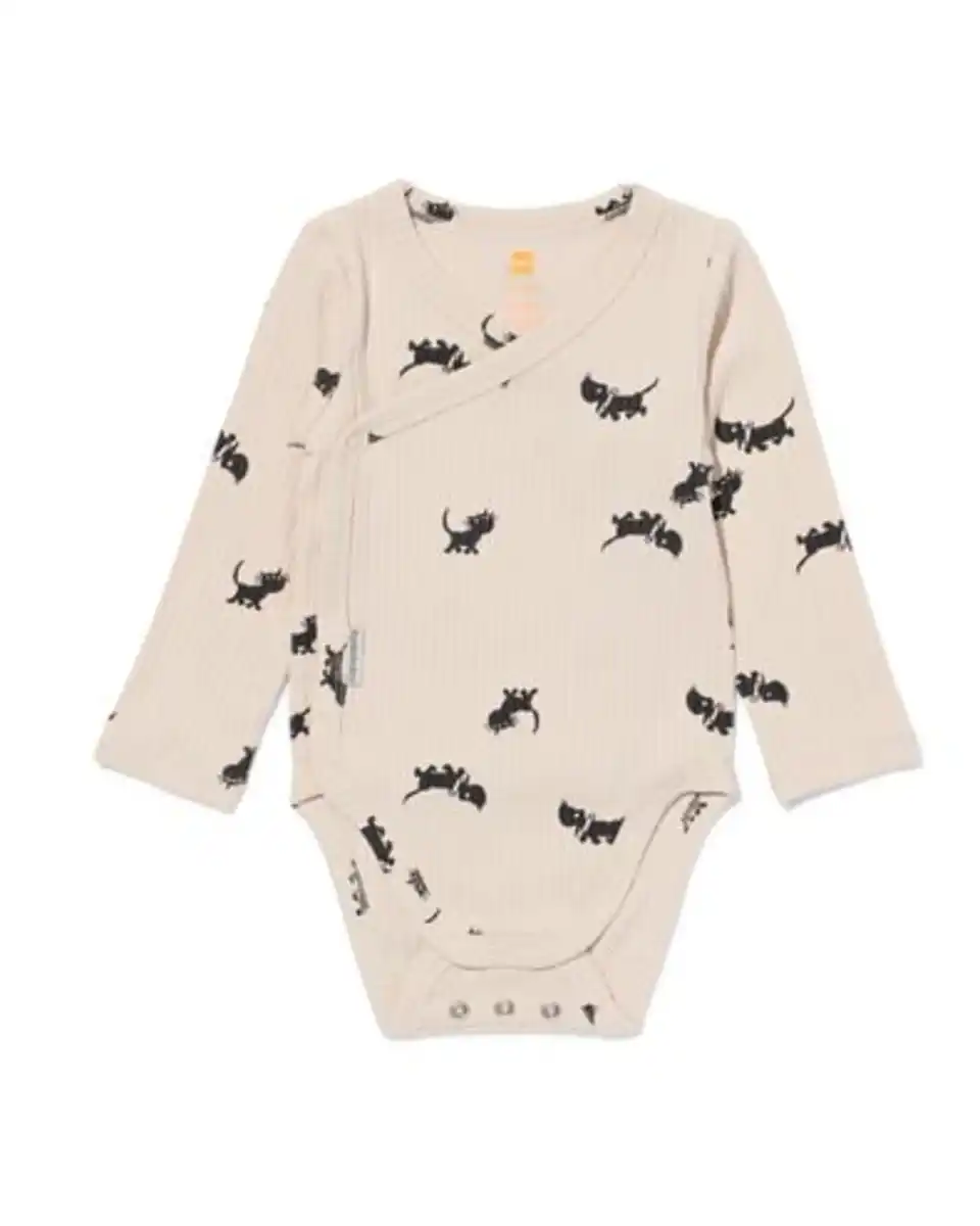 Bild 1 von größenflexibler Newborn-Wickelbody, Feinripp, mit Bambus/Elasthan ecru