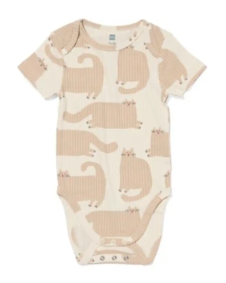 Bild 1 von Gerippter Strampler zum Mitwachsen Bambus und Stretch Tiere beige