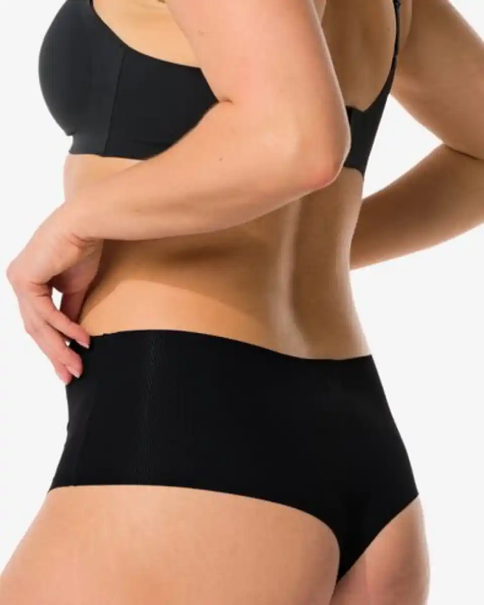 Bild 4 von Damen-String mit hoher Taille, Mikro-Ripp schwarz