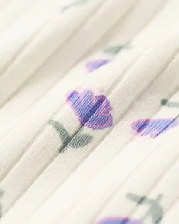 Bild 3 von größenflexibler Newborn-Wickelbody, mit Bambus und Elasthan, Feinripp, Blumen eierschalenfarben