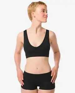 Nahtlose Damen-Boxershorts, gerippt schwarz