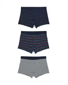 3er-Pack Herren-Boxershorts, kurz, Baumwolle/Elasthan, Streifen dunkelblau