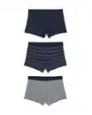 Bild 2 von 3er-Pack Herren-Boxershorts, kurz, Baumwolle/Elasthan, Streifen dunkelblau