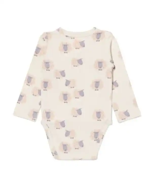 Bild 2 von Newborn-Wickelstrampler zum Mitwachsen, gerippt, aus Bambusstretch, Schaf eierschalenfarben