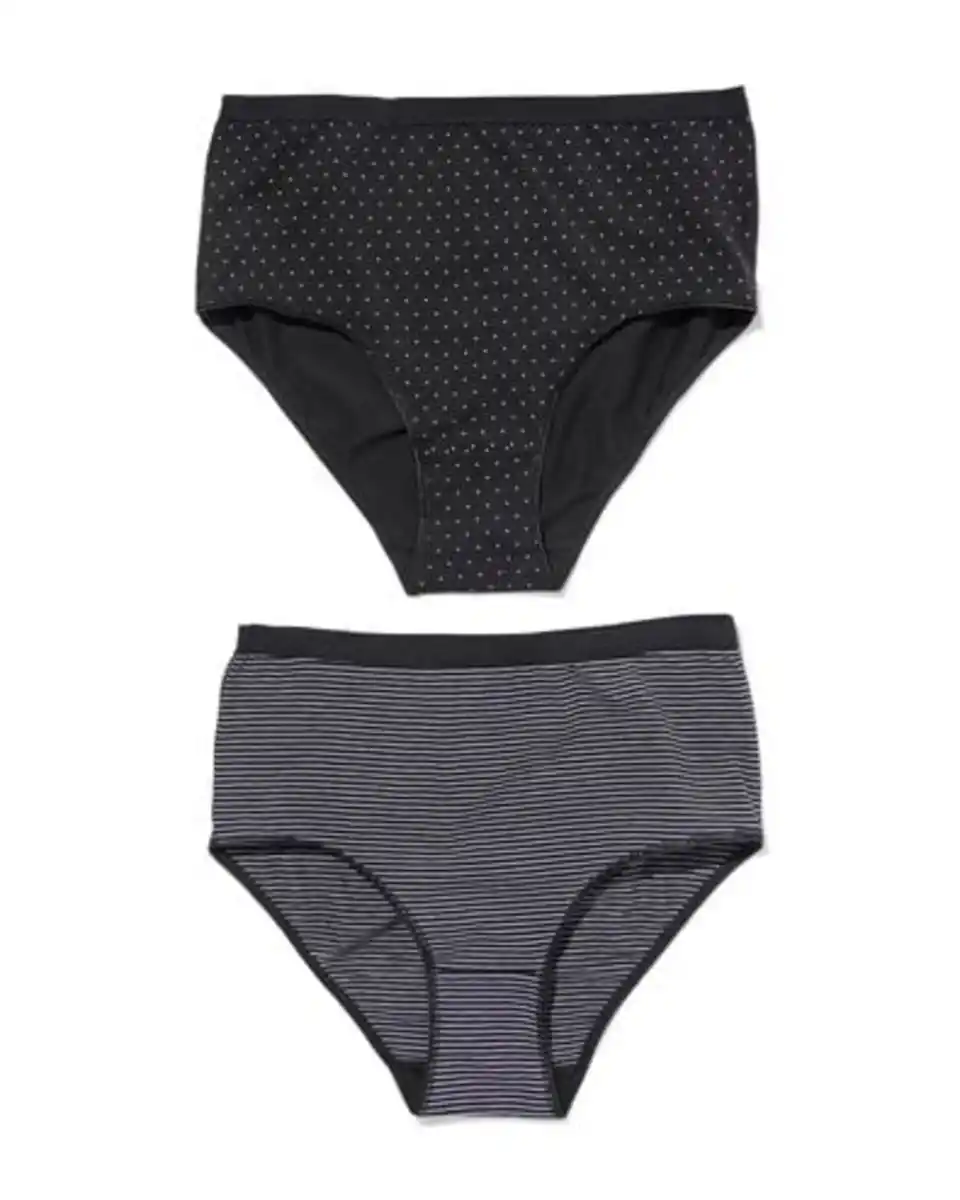 Bild 2 von 2er-Pack Damen-Taillenslips, Baumwolle/Elasthan schwarz