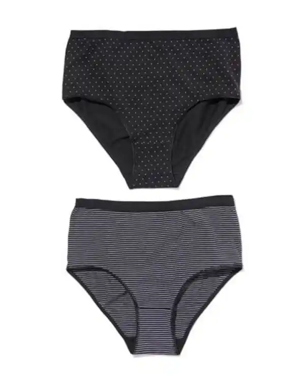 Bild 2 von 2er-Pack Damen-Taillenslips, Baumwolle/Elasthan schwarz