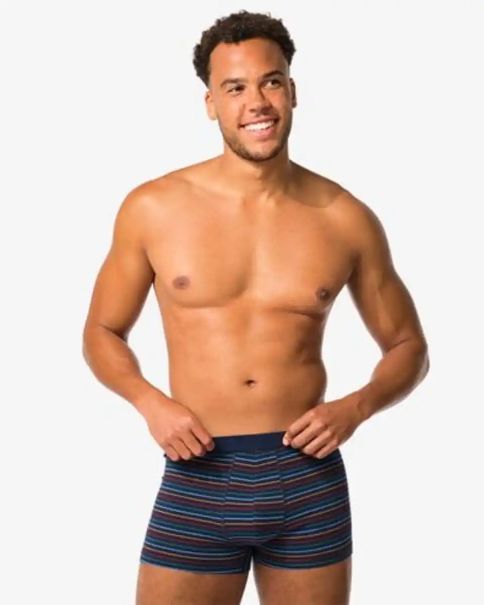 Bild 1 von 3er-Pack Herren-Boxershorts, kurz, Baumwolle/Elasthan, Streifen dunkelblau