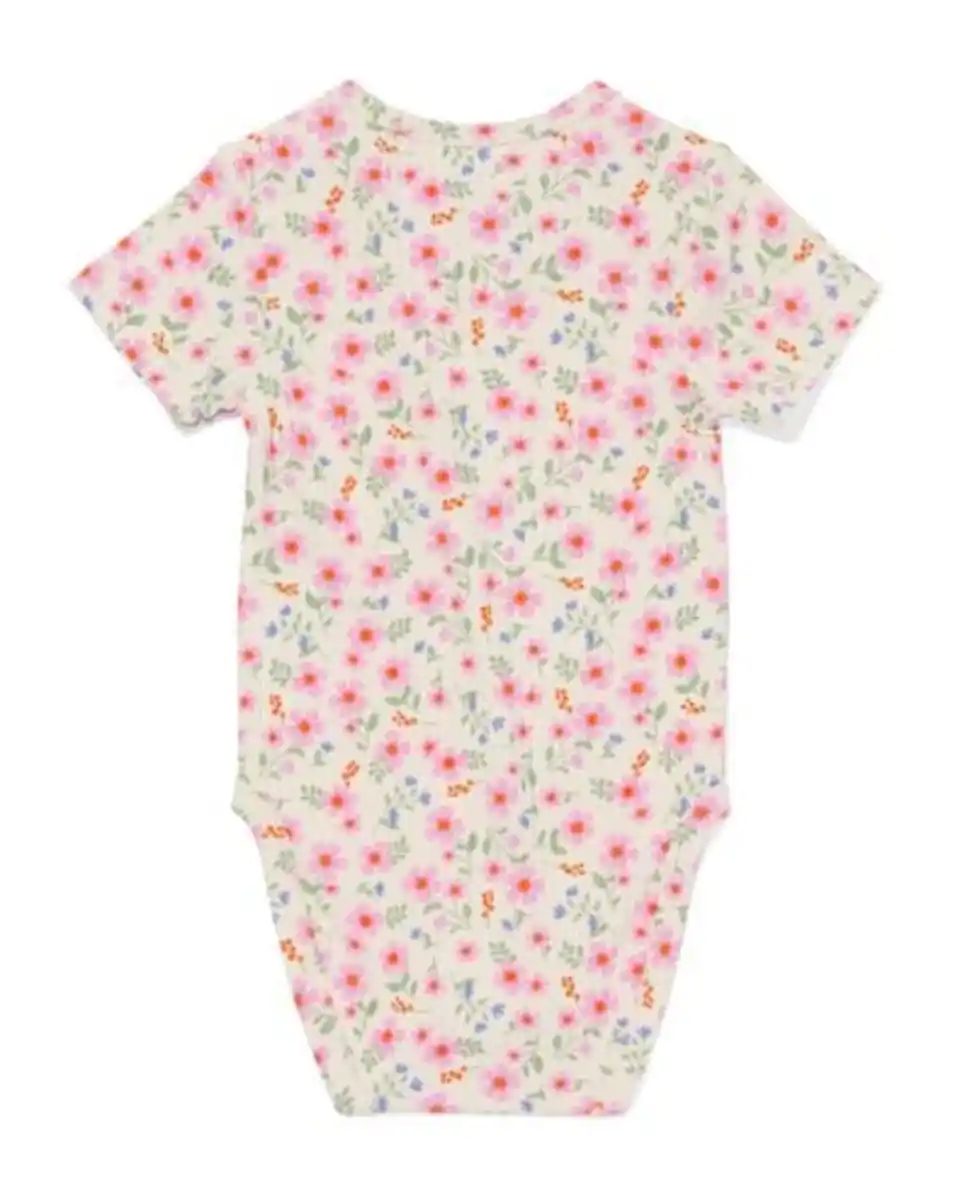 Bild 4 von Gerippter Strampler zum Mitwachsen Bambus mit Stretch Blumen rosa