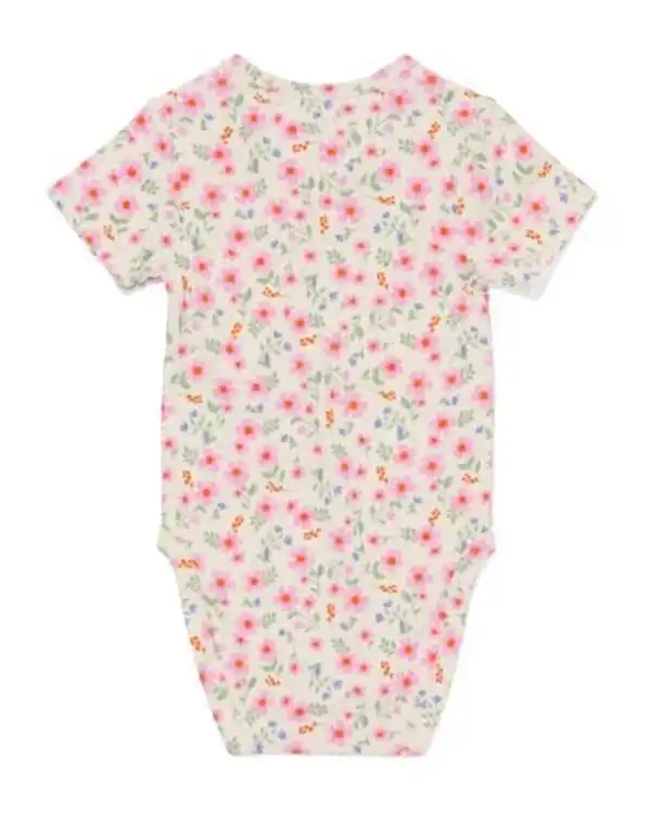 Bild 4 von Gerippter Strampler zum Mitwachsen Bambus mit Stretch Blumen rosa