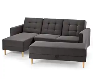 Federkern-Eckschlafsofa mit Stauraumbank