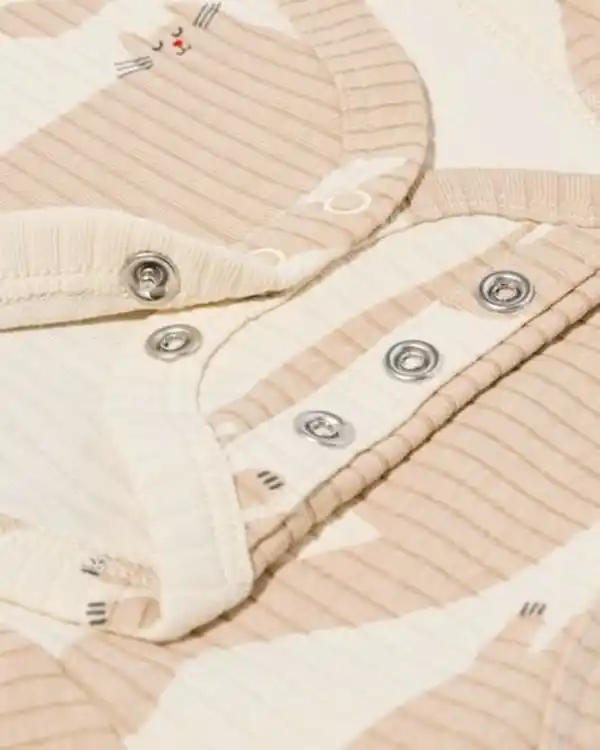 Bild 3 von Gerippter Strampler zum Mitwachsen Bambus und Stretch Tiere beige