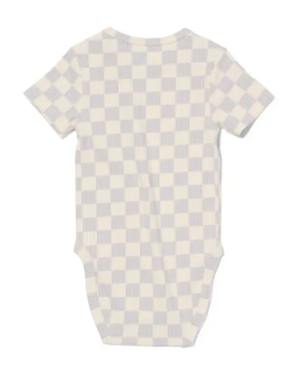 Bild 2 von Gerippter Strampler zum Mitwachsen Bambus mit Stretch kariert blau