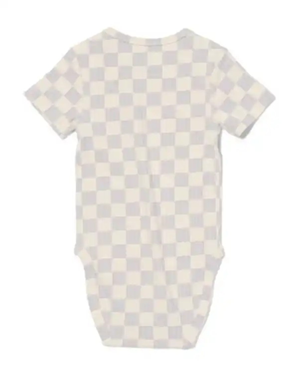 Bild 2 von Gerippter Strampler zum Mitwachsen Bambus mit Stretch kariert blau