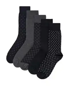 Herrensocken mit Grafik - 5 Paar schwarz